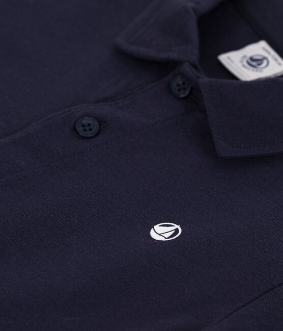 Children's plain short-sleeved cotton polo shirt SMOKING blue