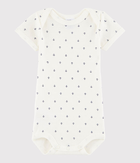 Baby Boys' Short-Sleeved Bodysuit LAIT white/MEDIEVAL blue