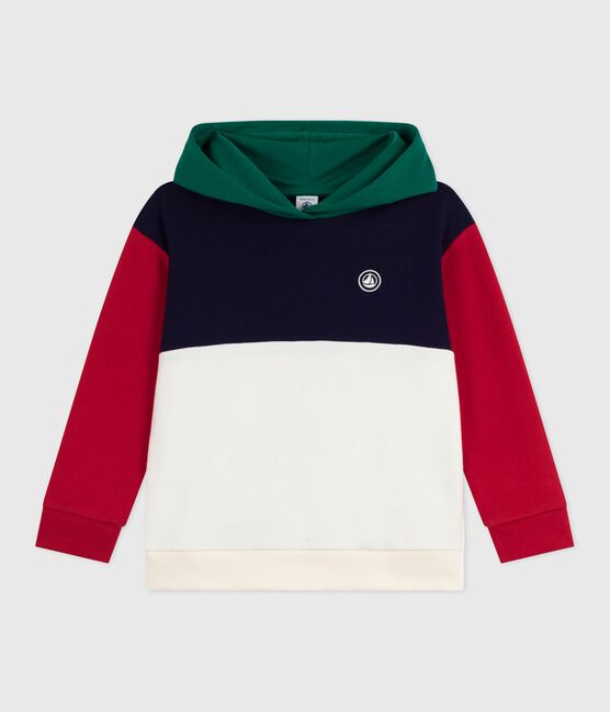 Children's colourblock cotton hoodie SOIR blue/MULTICO