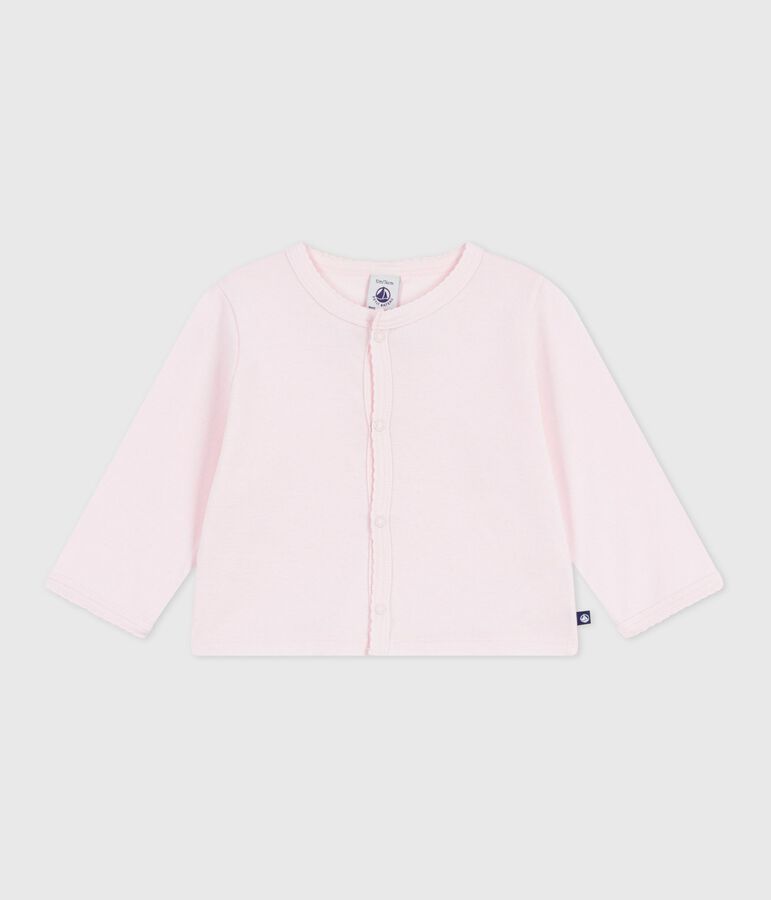 Babies' plain cotton cardigan pink