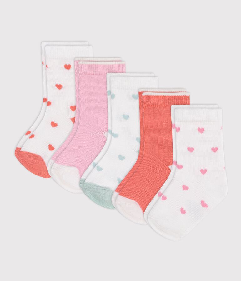 A pack of  pairs of babies' heart-pattern cotton socks multicolor