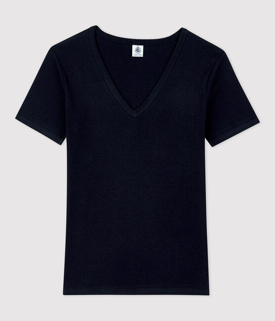 Women's Iconic Cotton V-Neck T-Shirt SMOKING blue
