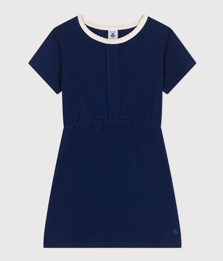 Girls' Short-Sleeved Cotton Dress blue