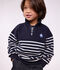 Children's stripy shawl collared cotton sweatshirt blue/white