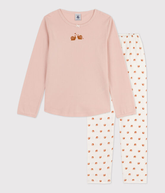 Girls' Cotton Pyjamas SALINE pink/MULTICO white