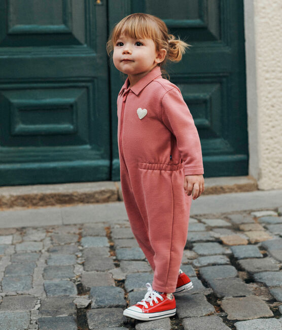 Babies' fleece jumpsuit ROSEWOOD pink