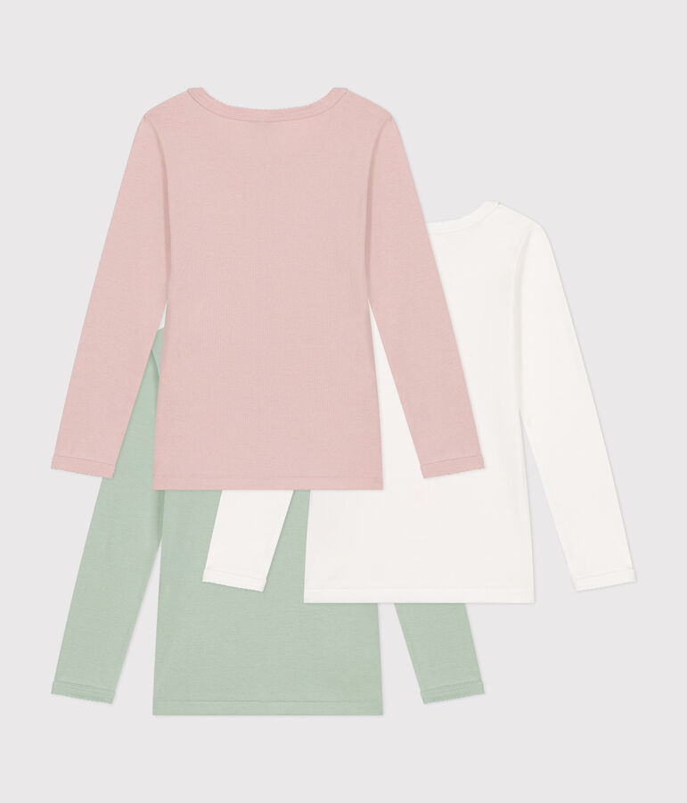Children's long-sleeved plain T-shirts - 3-pack multicolor