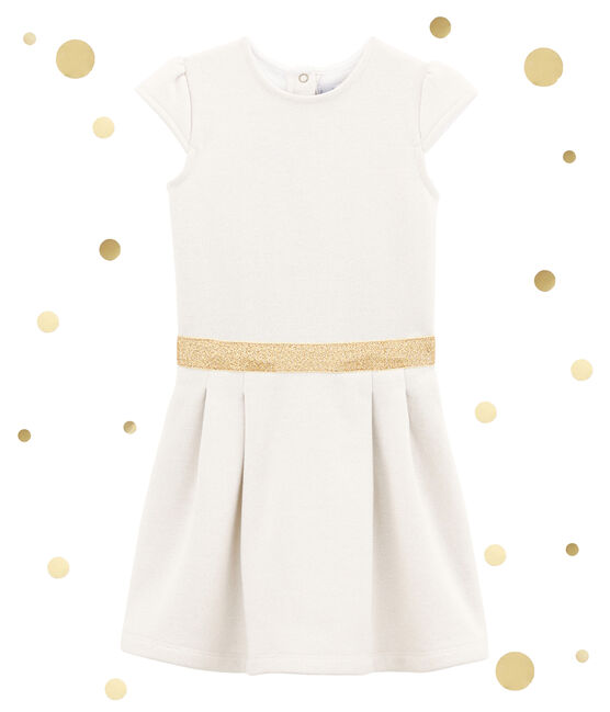 Cotton sweatshirt dress MARSHMALLOW white/DORE yellow