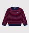 Children's stripy jumper in wool and cotton blue/red