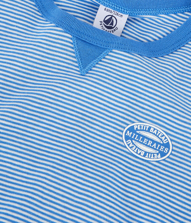 Boys' Stripy Cotton Short Pyjamas blue/white