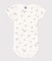 Babies' short-sleeved printed cotton body MARSHMALLOW /PAUL