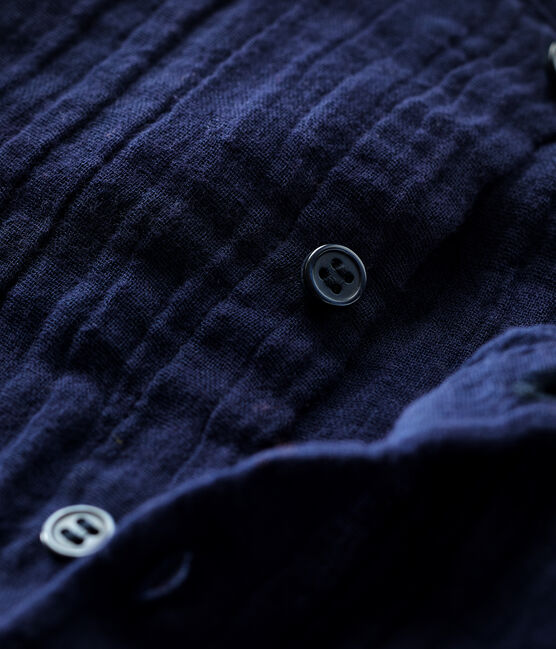 Babies' Organic Cotton Gauze Shirt SMOKING blue