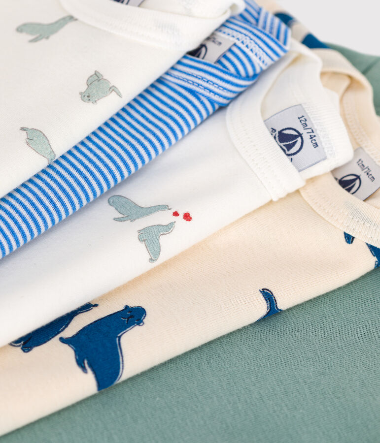 Babies' long-sleeved printed cotton bodysuits - 5-pack multicolor