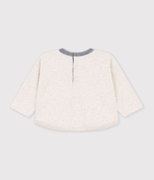 Babies' long-sleeved plain cotton T-shirt with a motif MONTELIMAR CHINE