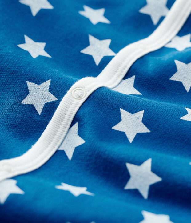 Babies' Starry Organic Cotton Fleece Sleepsuit blue/white