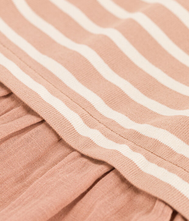 Babies' Short-Sleeved Dual-Fabric Dress beige/ecru