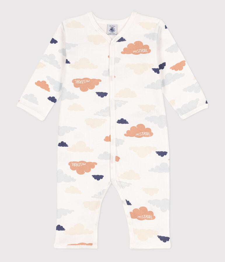 Babies' Printed Footless Cotton Sleepsuit white/blue