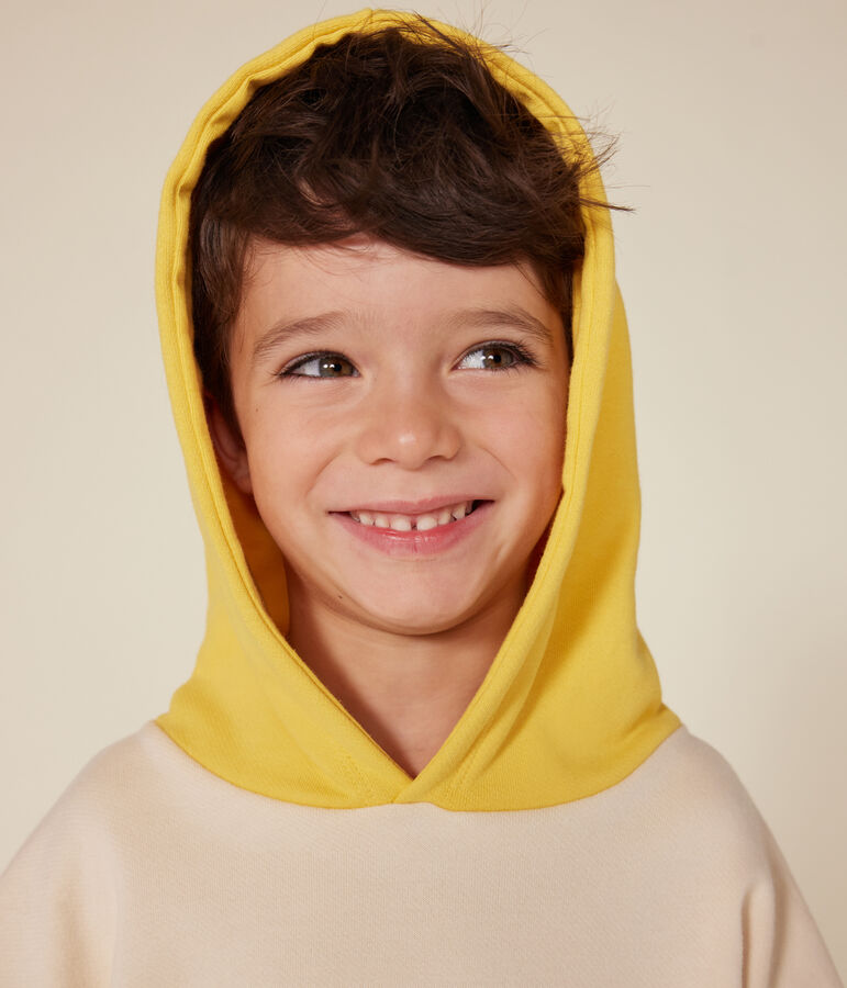 Boys' fleece hoodie Ecru/multicolor
