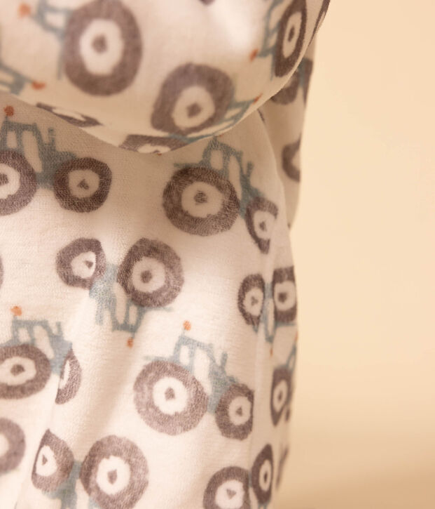 Babies' Velour Tractor Themed Pyjamas white/multicolor