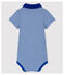 Baby Boys' Short-Sleeved Cotton Bodysuit with Polo Shirt Collar SURF blue/MARSHMALLOW white