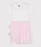 Children's short-sleeved cotton and tulle heart-patterned dress ECUME pink/BARELY