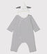 Babies' Long Organic Cotton Stripy Hooded Jumpsuit