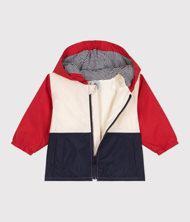 Babies' colour block printed windbreaker, pinstripe lining red/multicolor