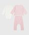 Babies' 3-piece heart-print set, including an embroidered body JOLI pink/MULTICO white