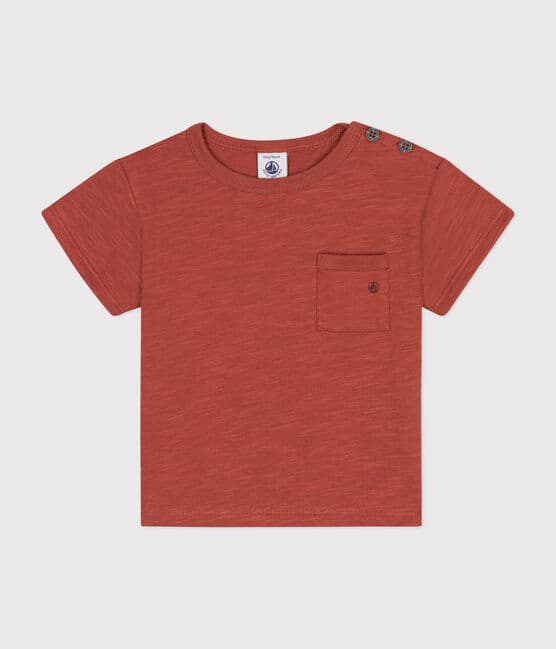 Babies' Short-Sleeved Slub Jersey T-Shirt FAMEUX brown