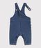 Babies' long-leg denim dungarees with a heart-shaped pocket blue