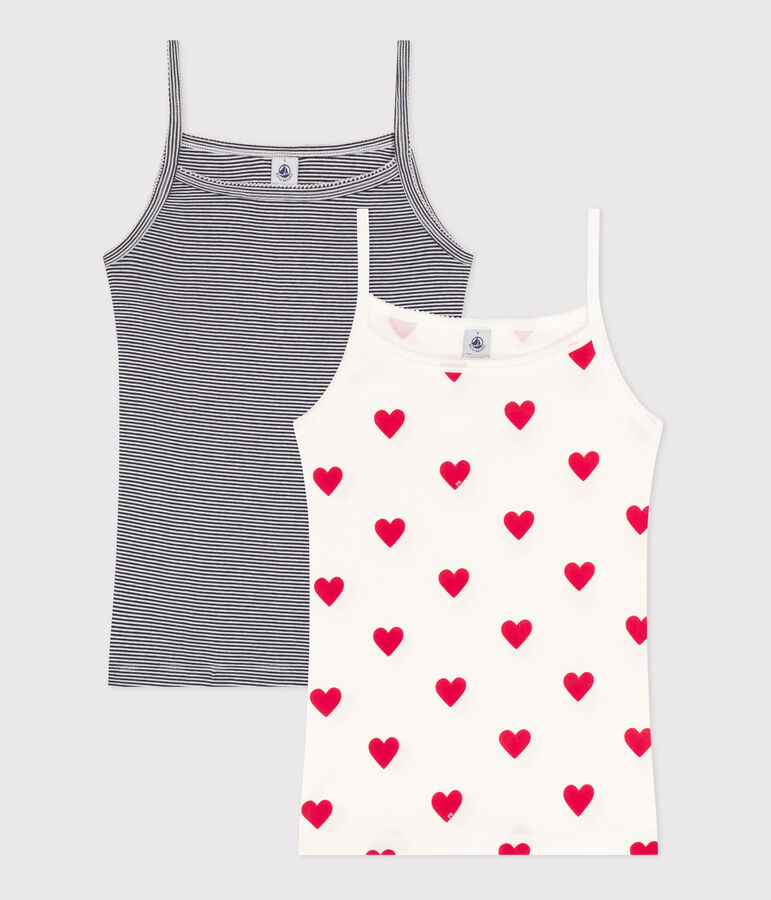 Women's Heart and Stripe Cotton Strappy Vests - 2-Pack multicolor