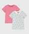 Pack of children's short-sleeved floral print cotton T-shirts variante 1