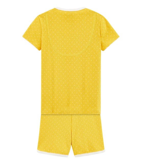 Girls' short Pyjamas HONEY yellow/MARSHMALLOW white