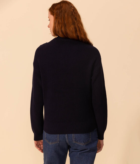 Women's Fisherman's RIb Cotton Pullover SMOKING blue