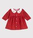 Babies' long-sleeved printed cotton dress with an embroidered collar