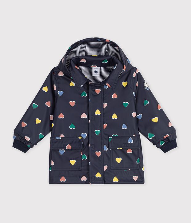 Babies' iconic heart print raincoat blue/multicolor