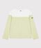 Women's stripy cotton Breton top MARSHMALLOW green/MOSS