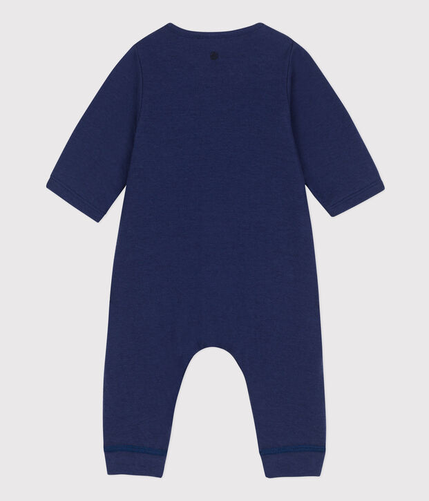 Babies' Plain Organic Tube Knit Long Playsuit blue