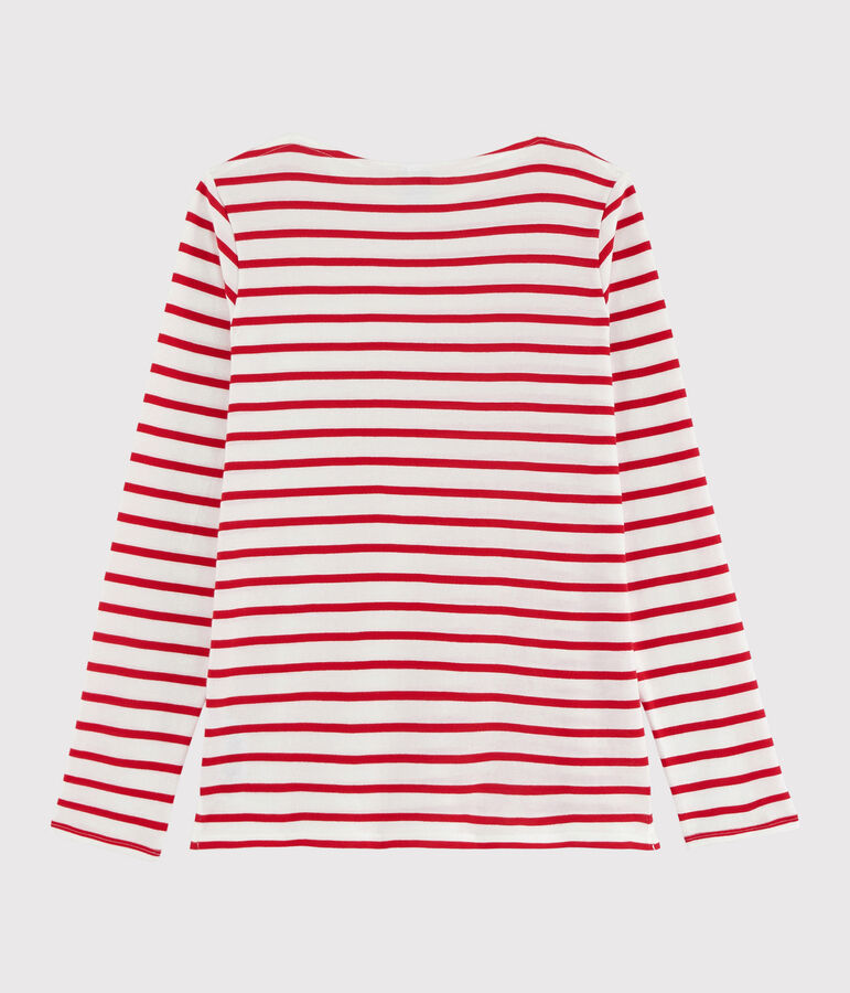 Girls' and Boys' Sailor T-shirt MARSHMALLOW white/PEPS red