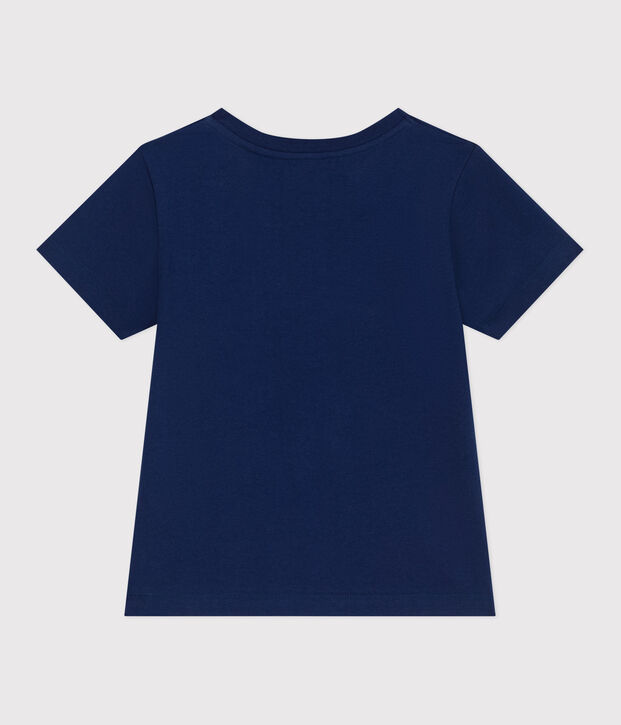 Children's printed unisex short-sleeved cotton T-shirt blue