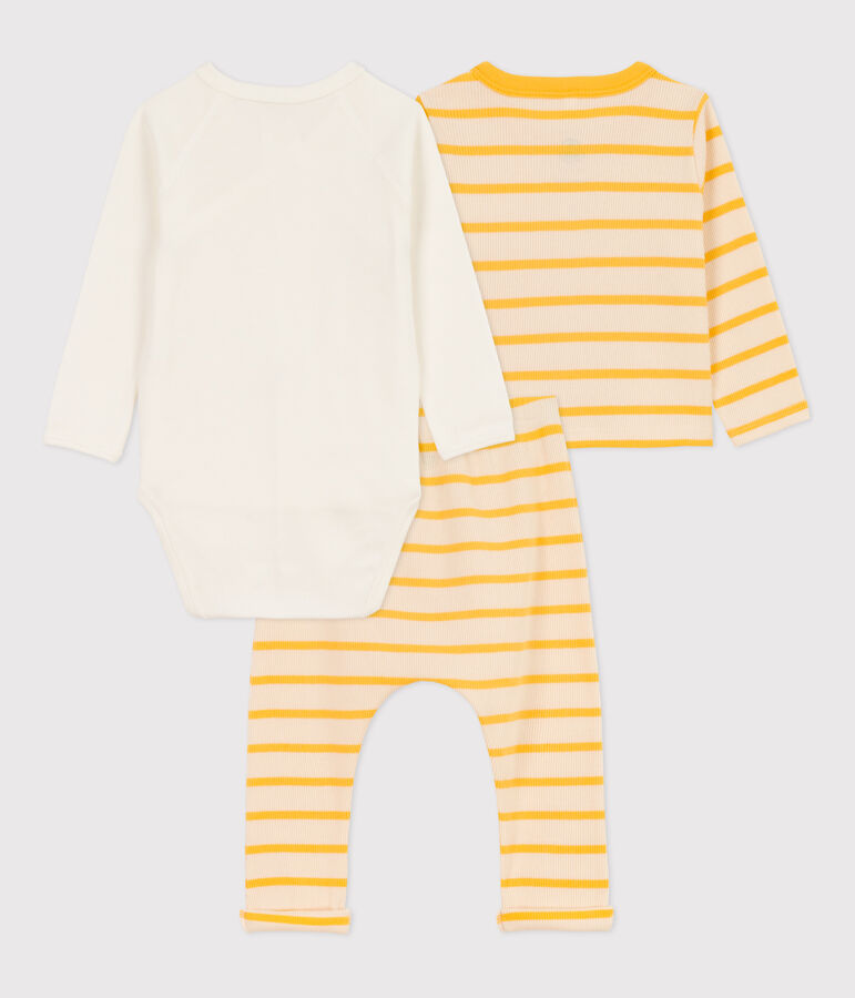 Babies' Cotton Breton Three-Piece Ecru/yellow