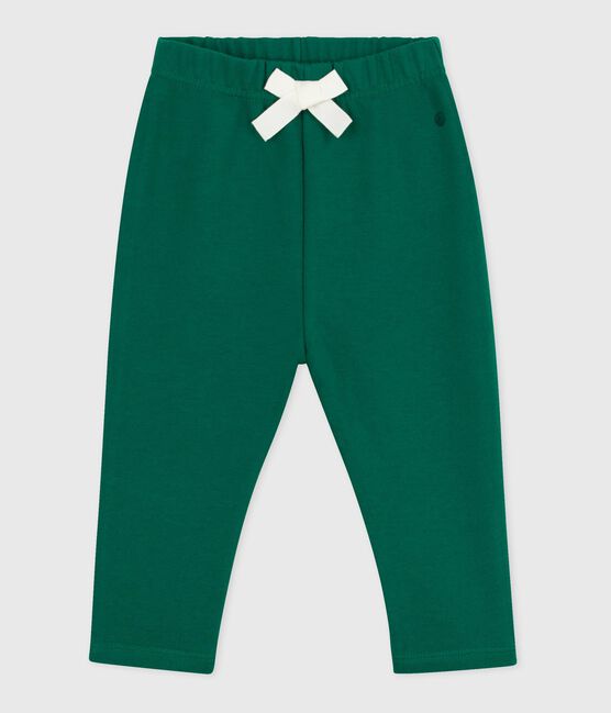 Babies' plain cotton trousers EVERGREEN green