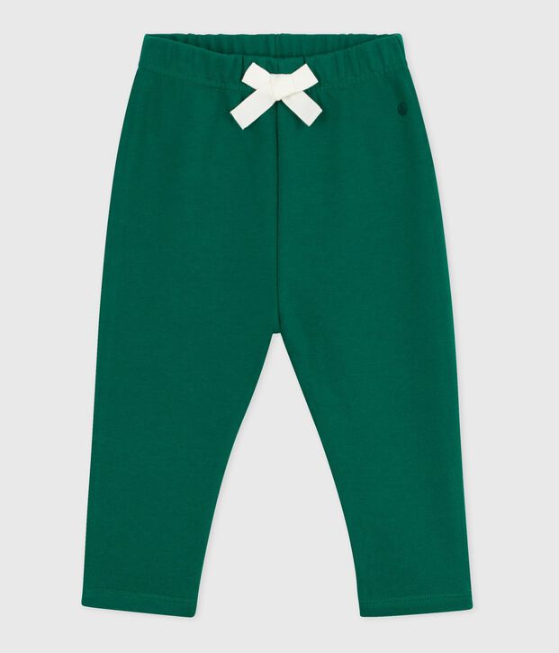 Babies' plain cotton trousers green