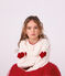 Children's wool and cotton cardigan with little motifs white/red
