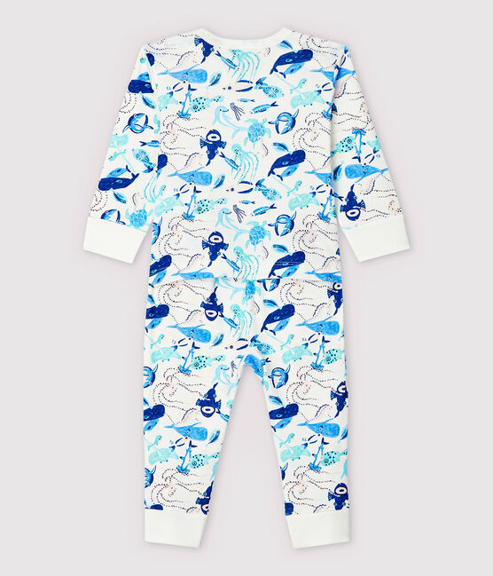 Babies' Seabed Pattern Cotton Sleepsuit without Poppers MARSHMALLOW white/MULTICO white