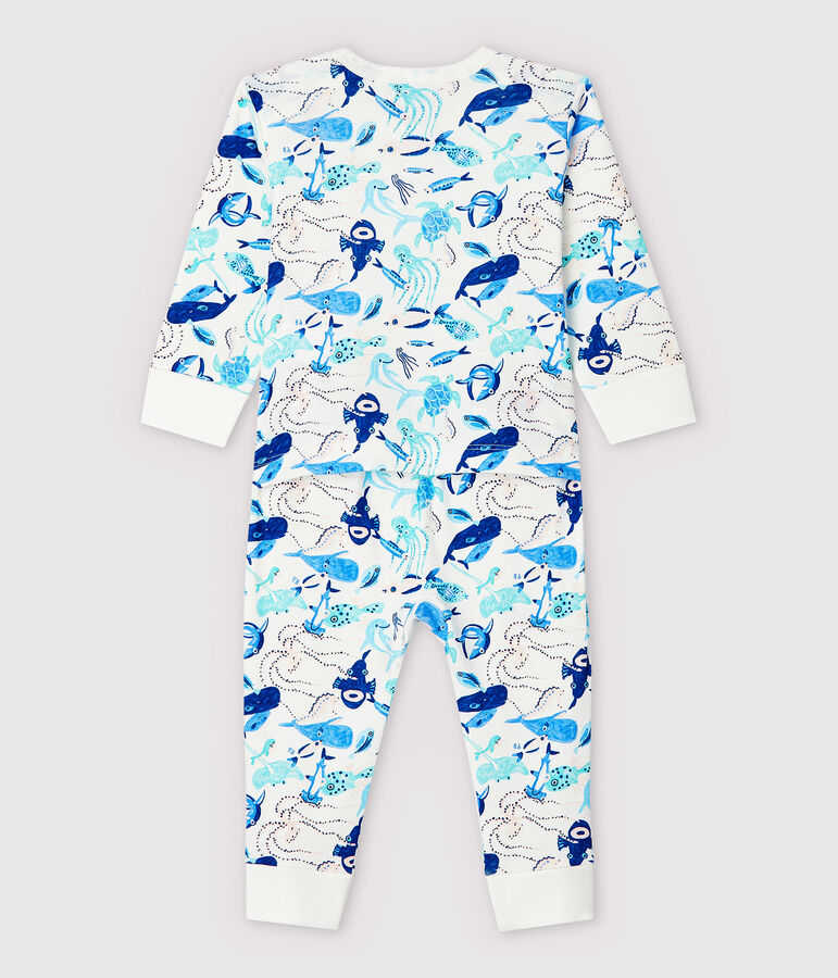 Babies' Seabed Pattern Cotton Sleepsuit without Poppers white/multicolor