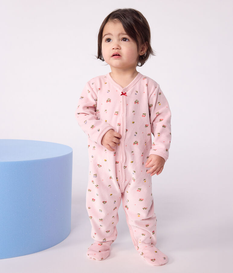 Babies' floral-print velour pyjama suit pink/multicolor