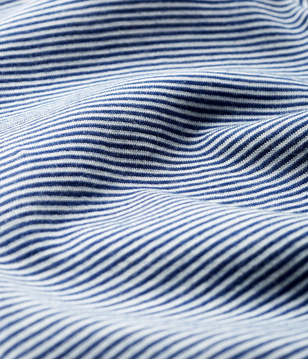 LONG-SLEEVED STRIPED WOOL AND COTTON BABYGROW blue/white