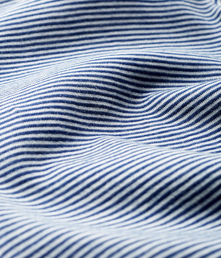 LONG-SLEEVED STRIPED WOOL AND COTTON BABYGROW blue/white