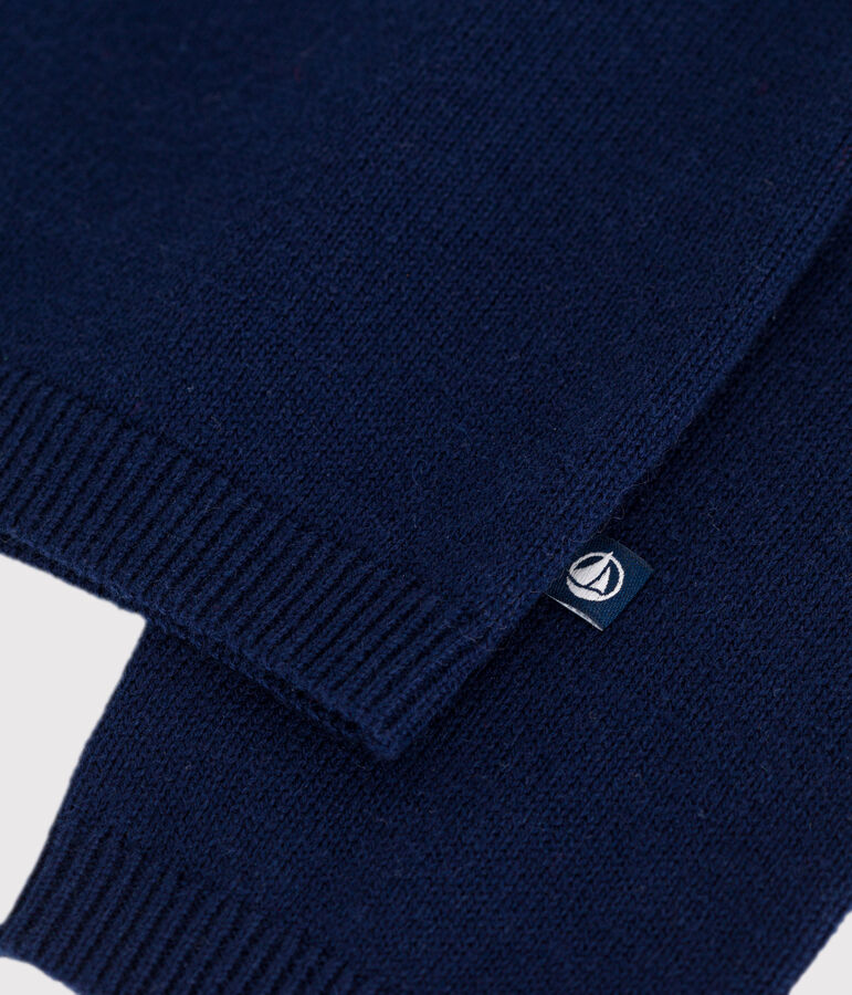 Children's plain wool and cotton cardigan blue